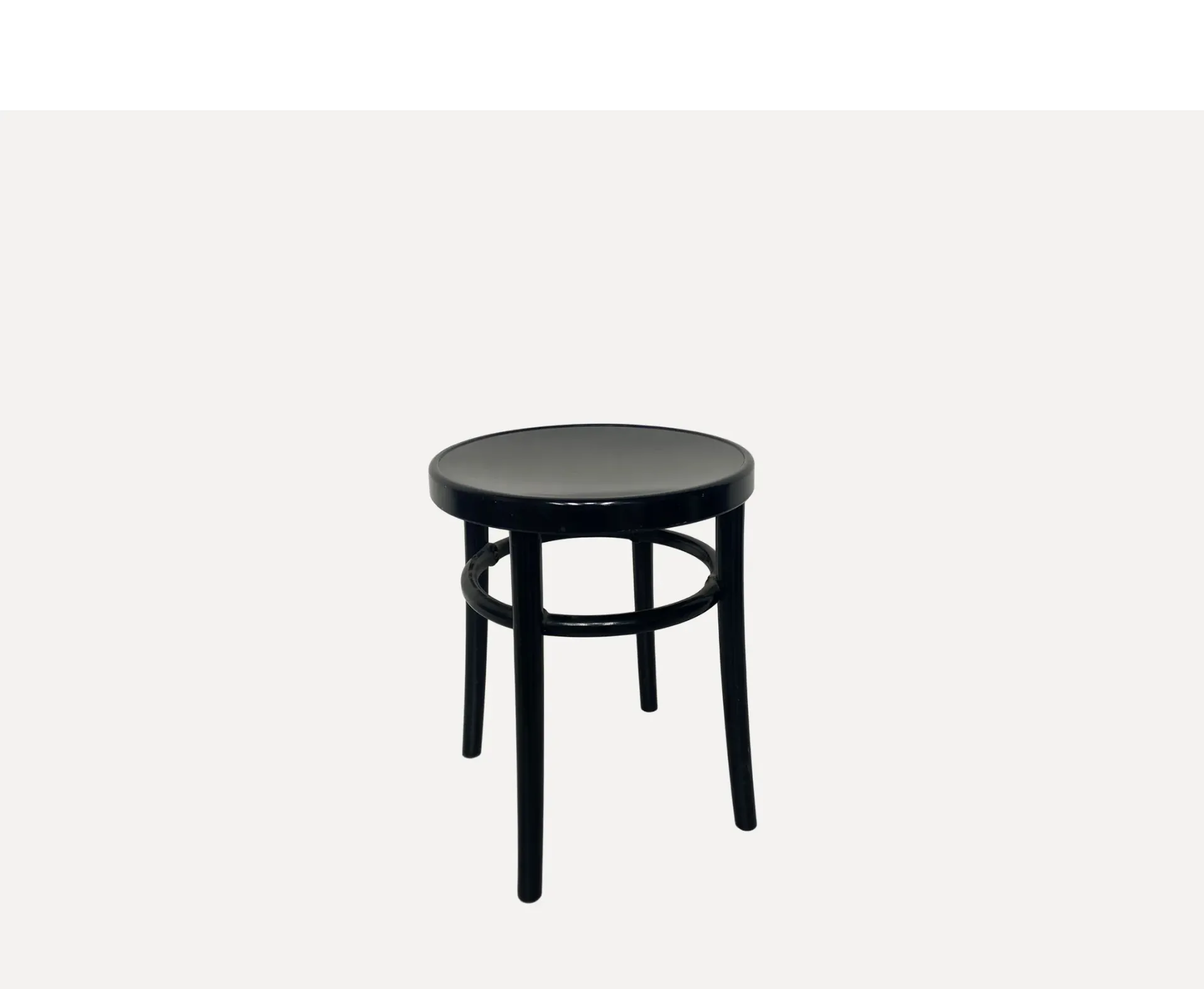 Vintage Thonet Ebonized Beechwood Cane Stool