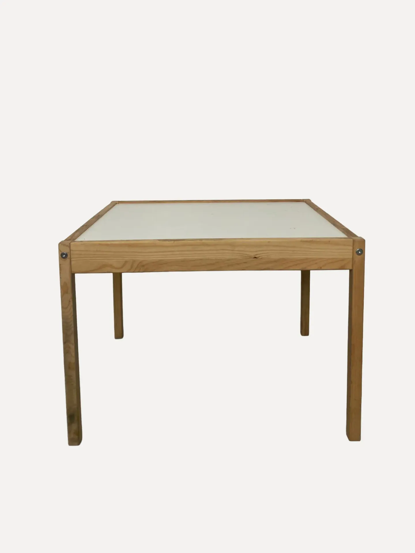 Children's Table With A White Top And Pine Frame.