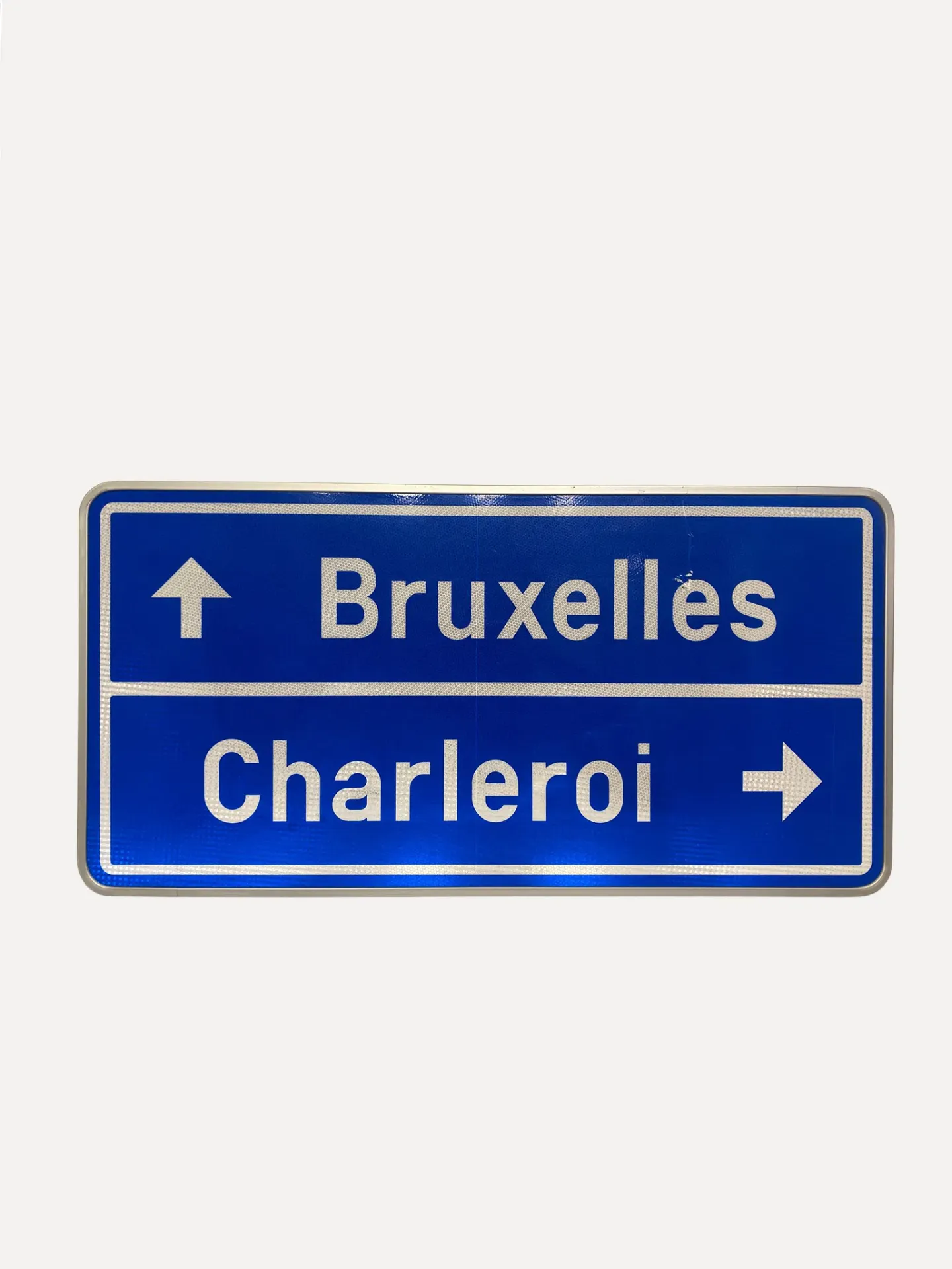 Blue And White Belgian Road Sign