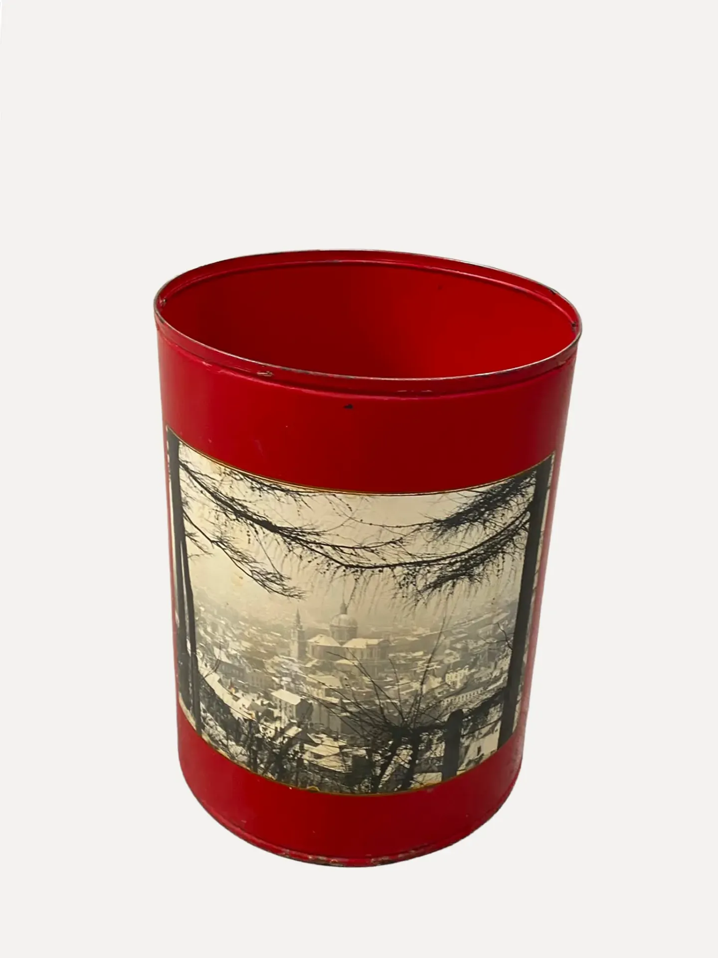 Retro Tin Trash Can