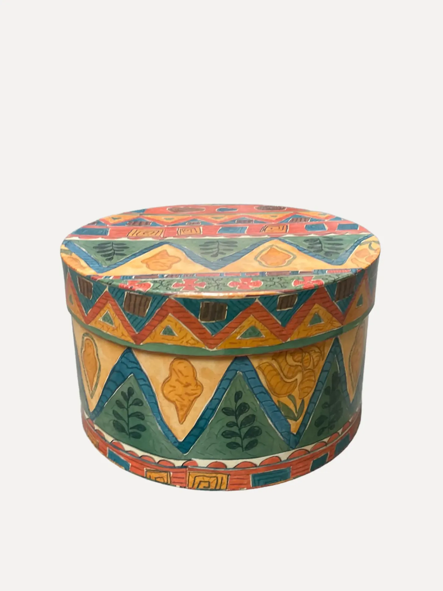 Vintage Folk Art Painted Storage Box