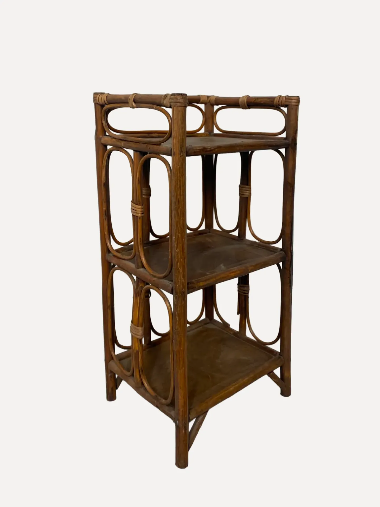 Vintage 3-Tier Rattan Etagère