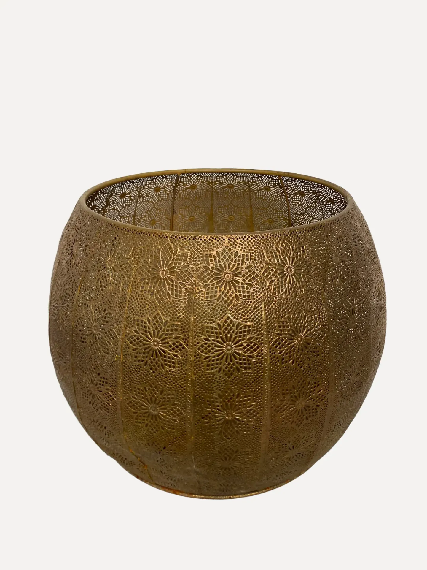 Perforated Gold Hurricane Lantern