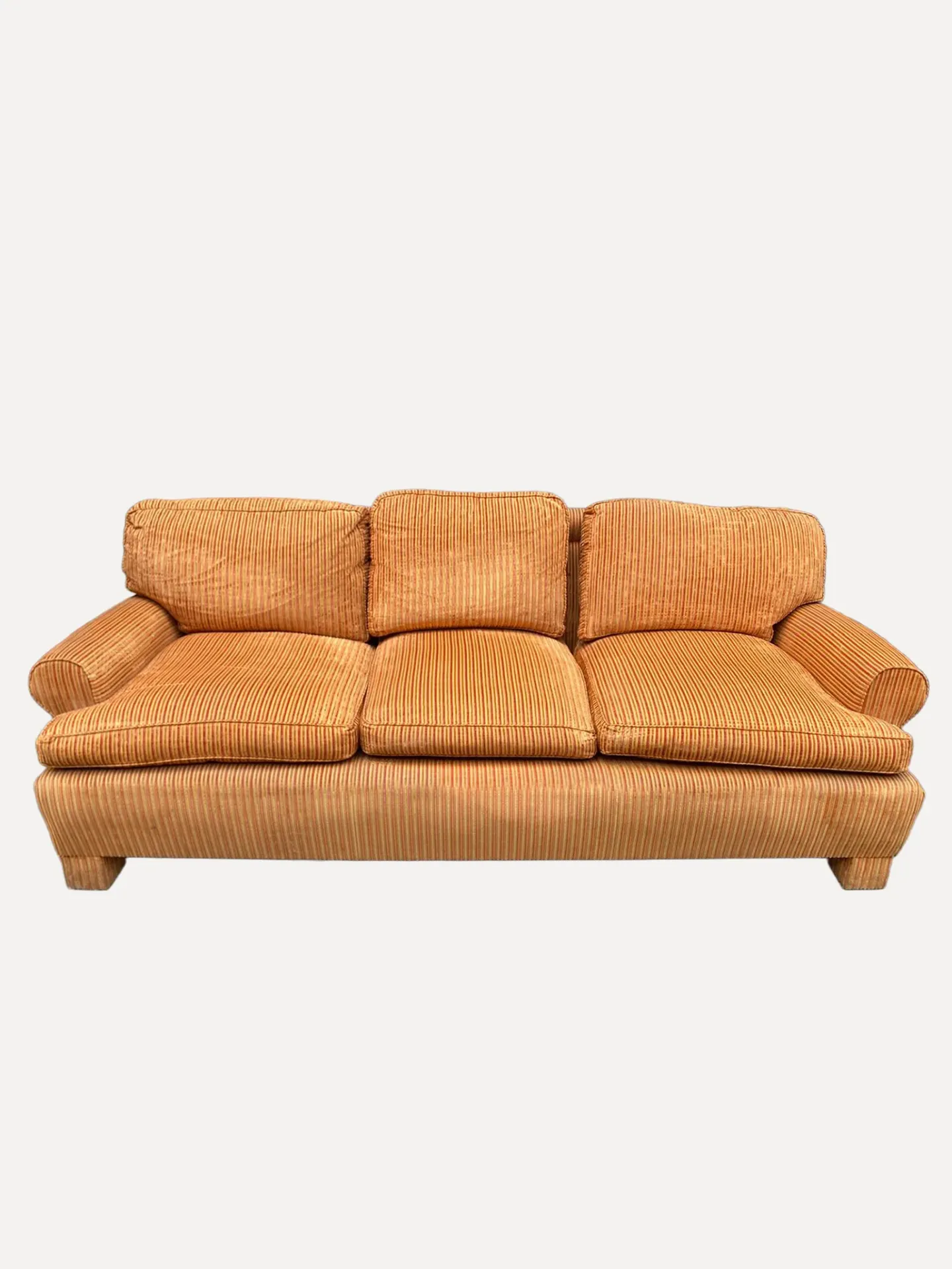70s Retro Ribbed Orange Three-Seater