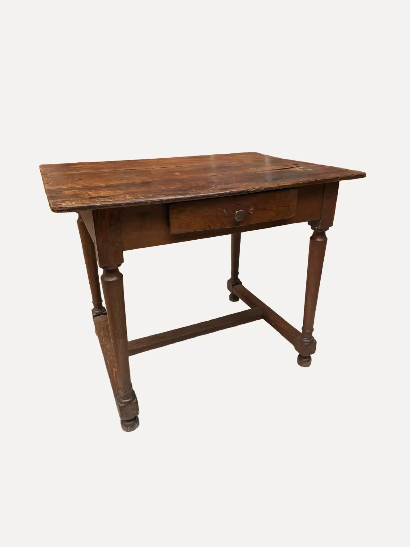 Antique Solid Oak Single-Drawer Tavern Table