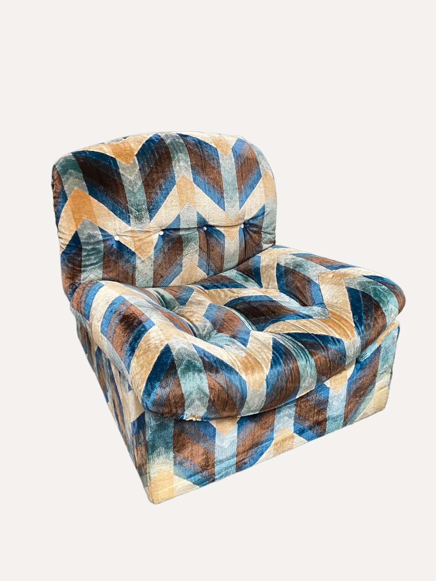 1970s Vintage Velvet Modular Lounge Chair