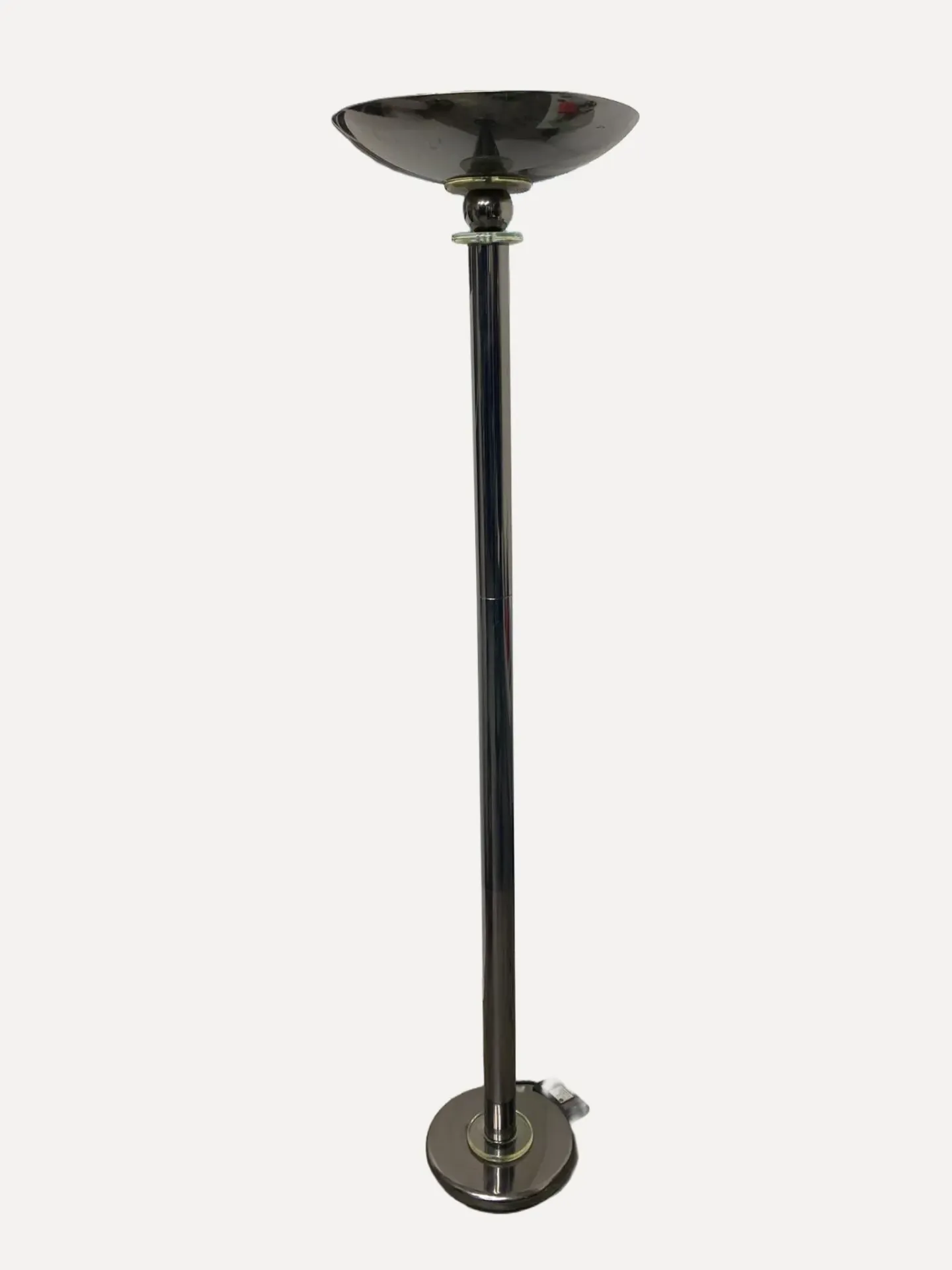 Smoked Glass Disc Torchiere Floor Lamp