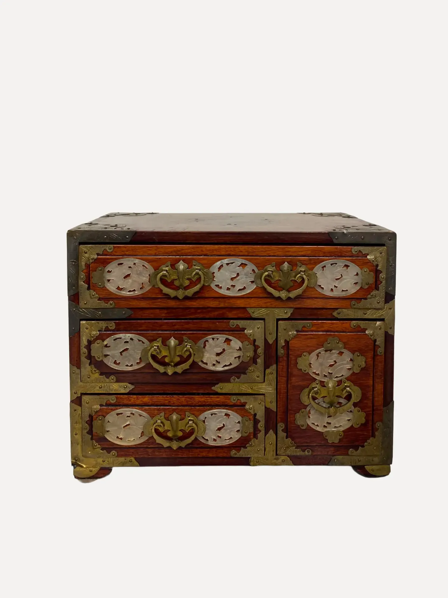 Brass-Mounted Rosewood Jewelry Box