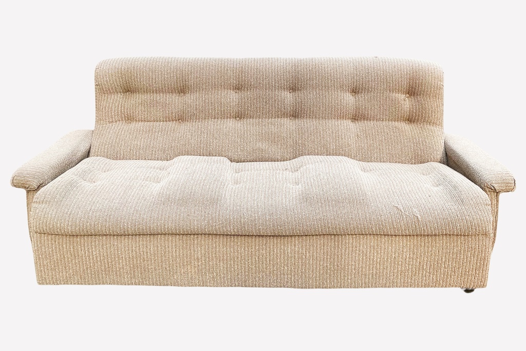 Mid-Century Textured Beige Loveseat Sofa