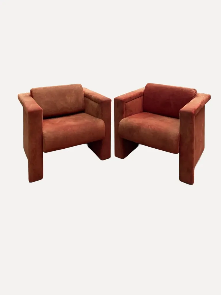Bold Terracotta-Colored velvet Club Chair