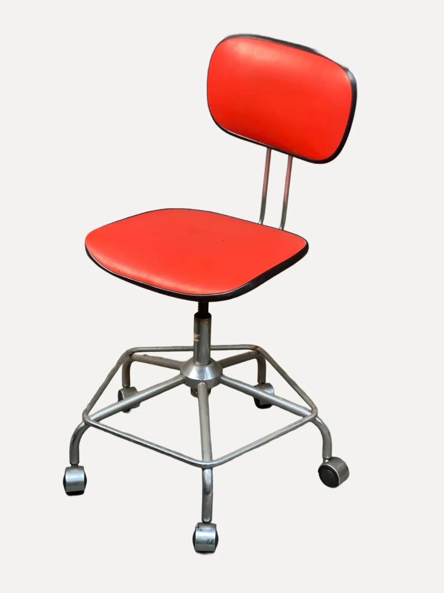 Red Mid-Century Pneumatic Adjustable Swivel Task Chair