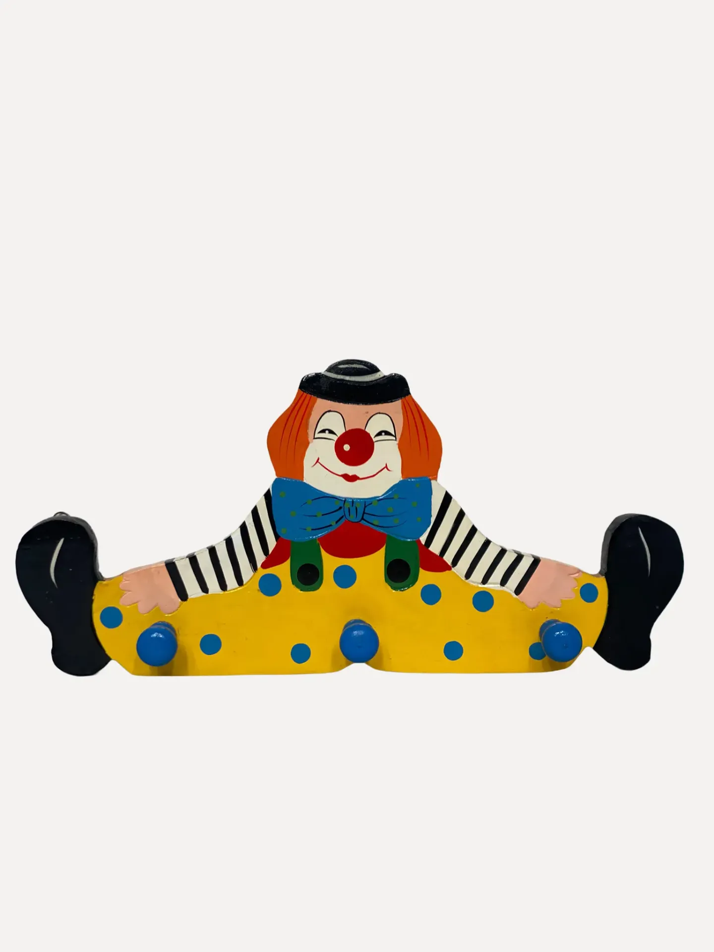 Clown Shaped Vintage Wooden Wall Coat Rack