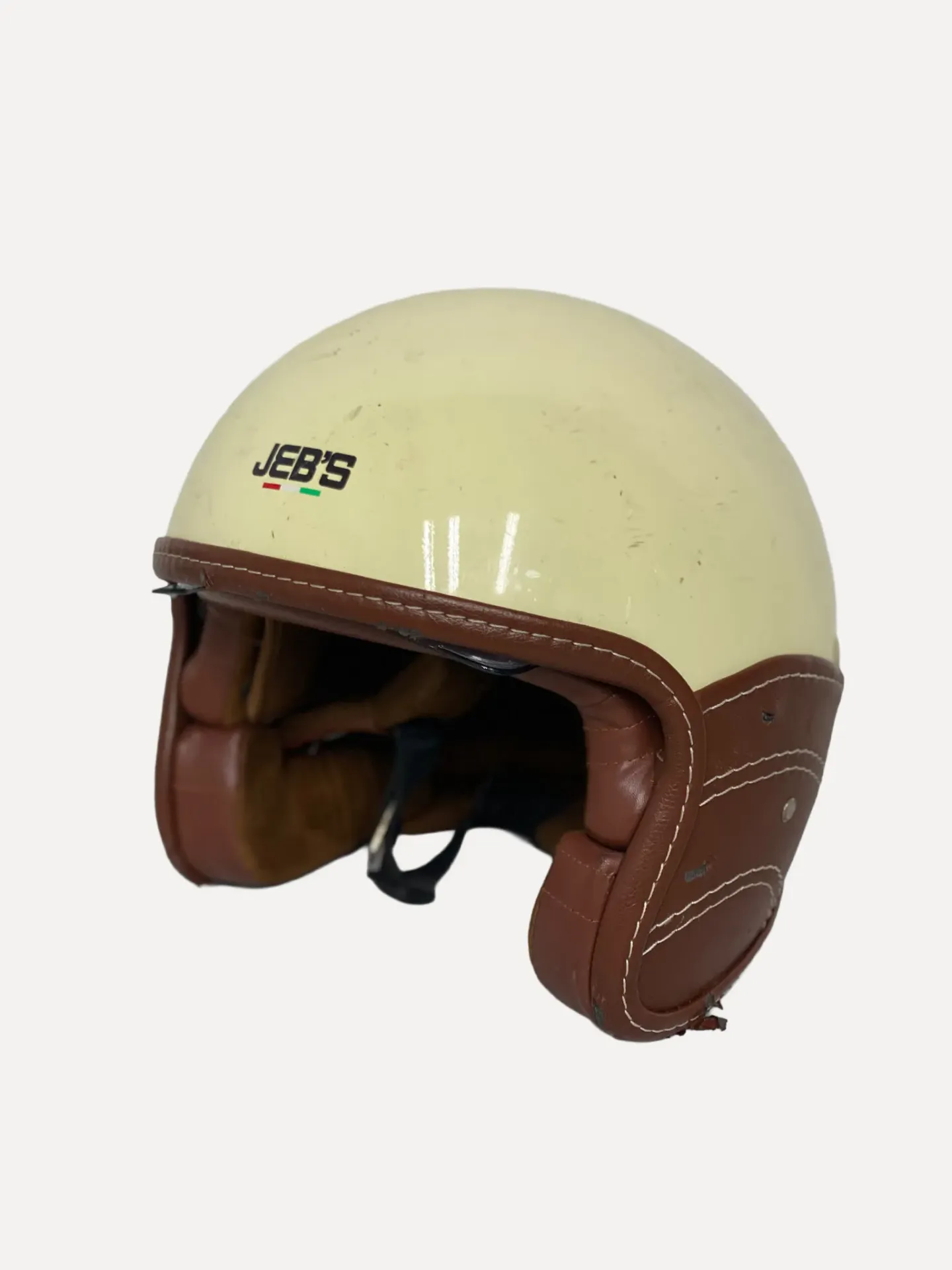 Cream Colored Vintage Open-Face Helmet