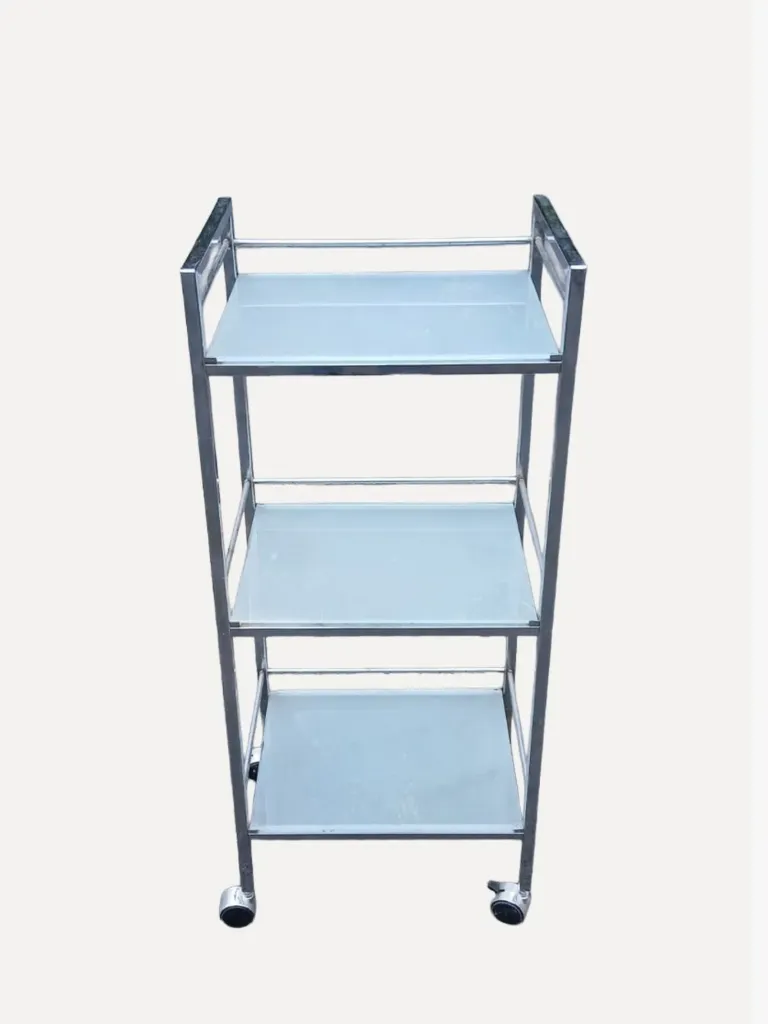 Chrome and Frosted Glass Medical Cart