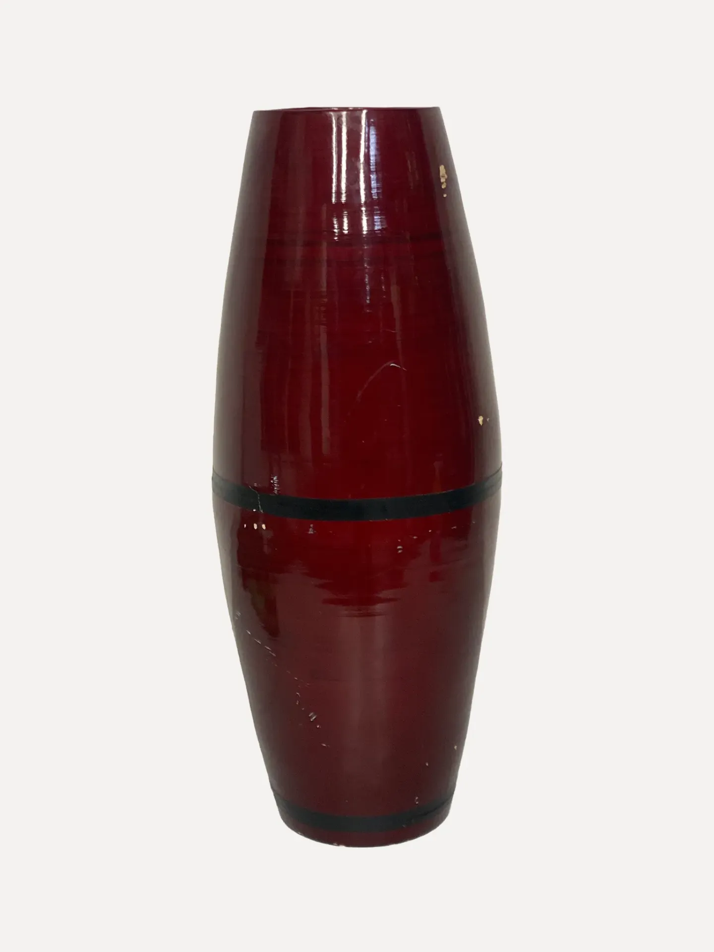 Vintage Oxblood Red Ceramic Torpedo Vase