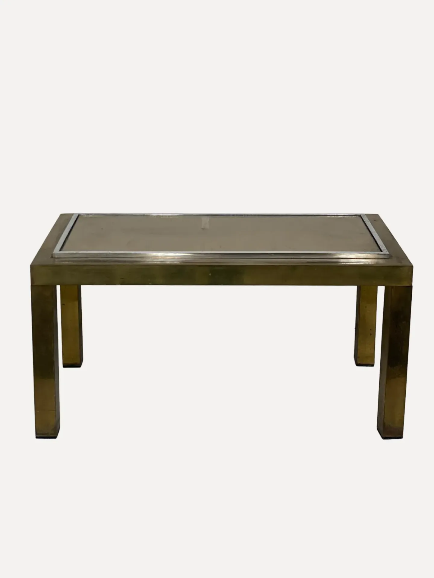 Hollywood Regency Brass and Smoked Glass Coffee Table