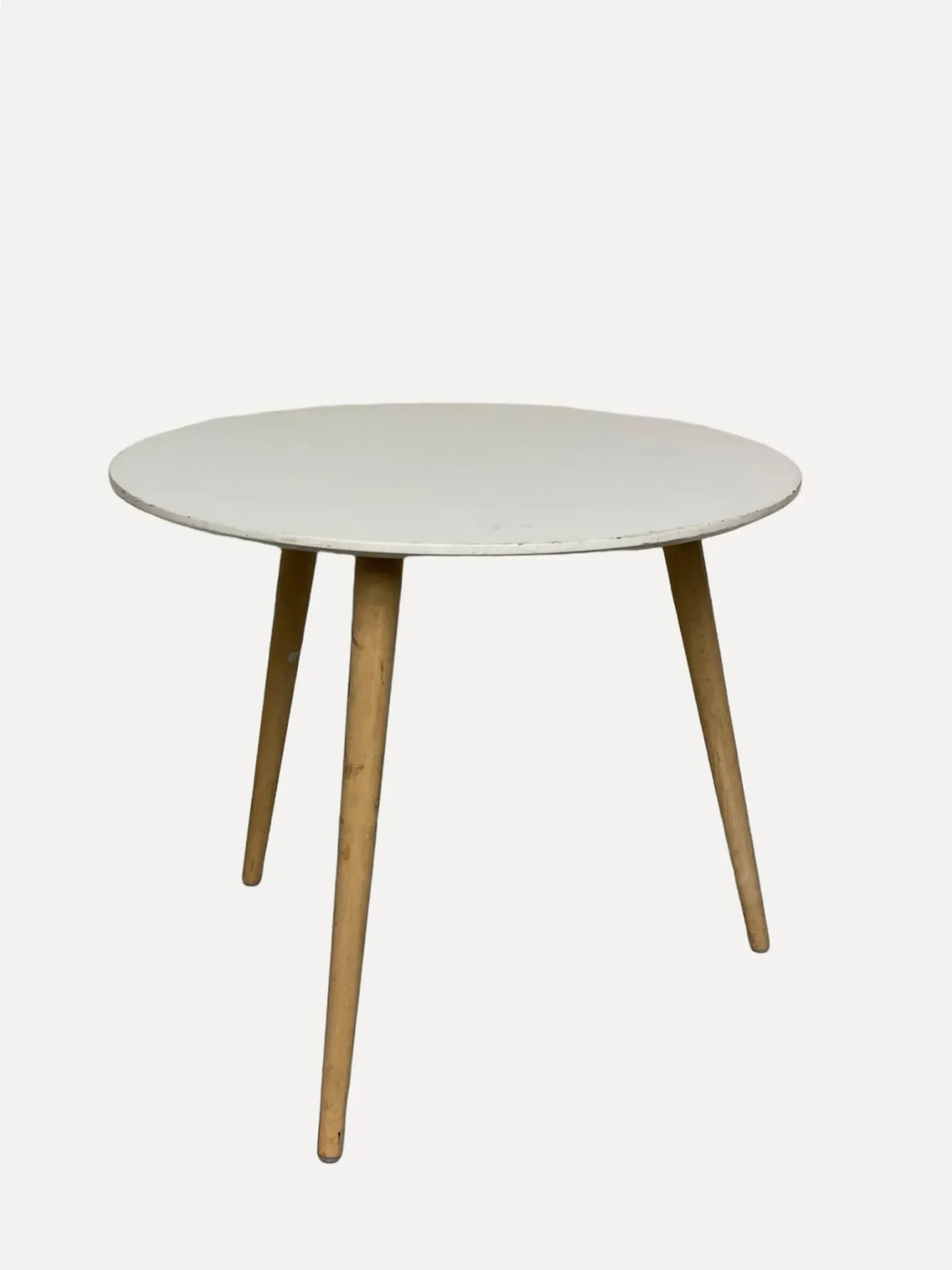 Scandinavian White and Natural Wood Round Coffee Table