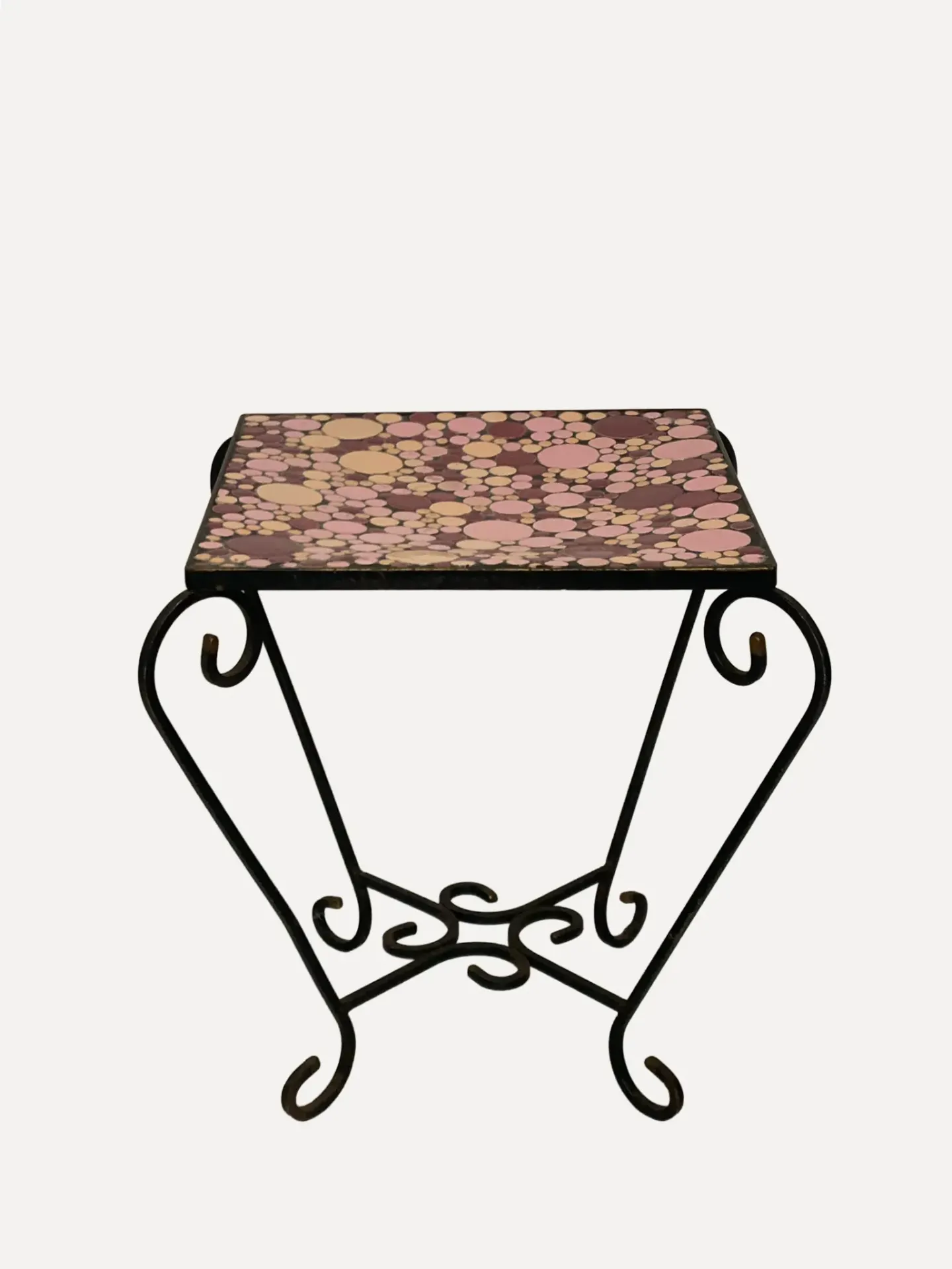 Vintage Mid-Century Pink Mosaic Plant Stand