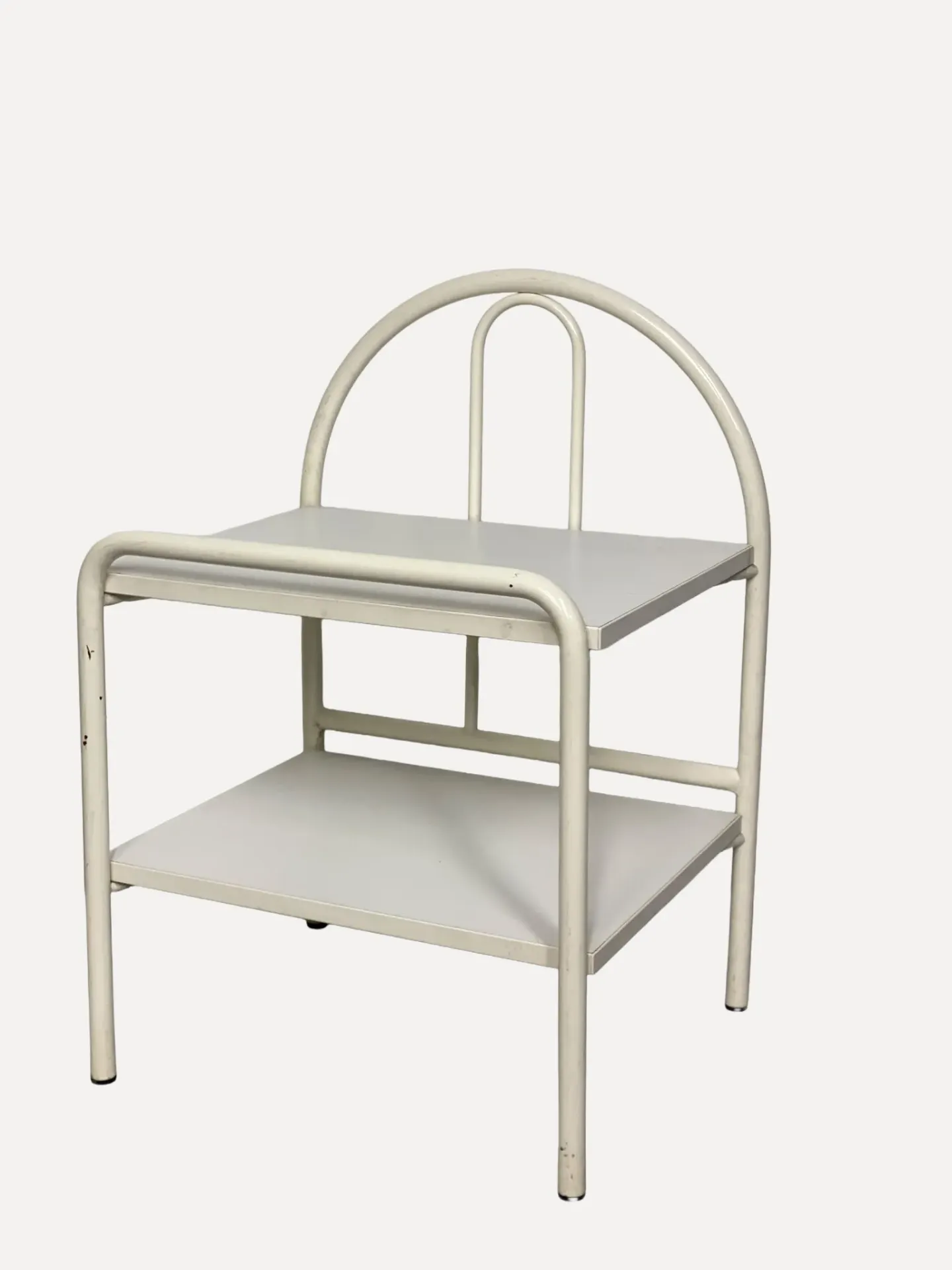 White Metal Two-Tier Bedside Table