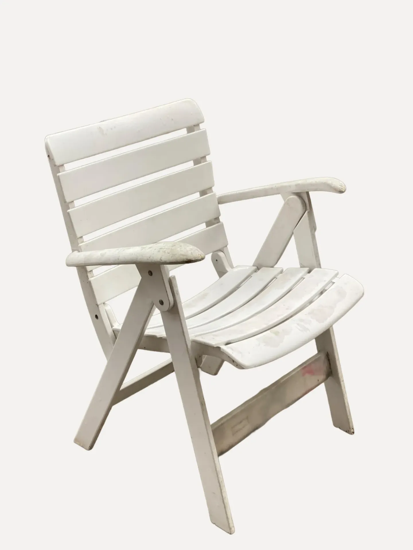 Vintage White Lacquered Wooden Folding Garden Chair