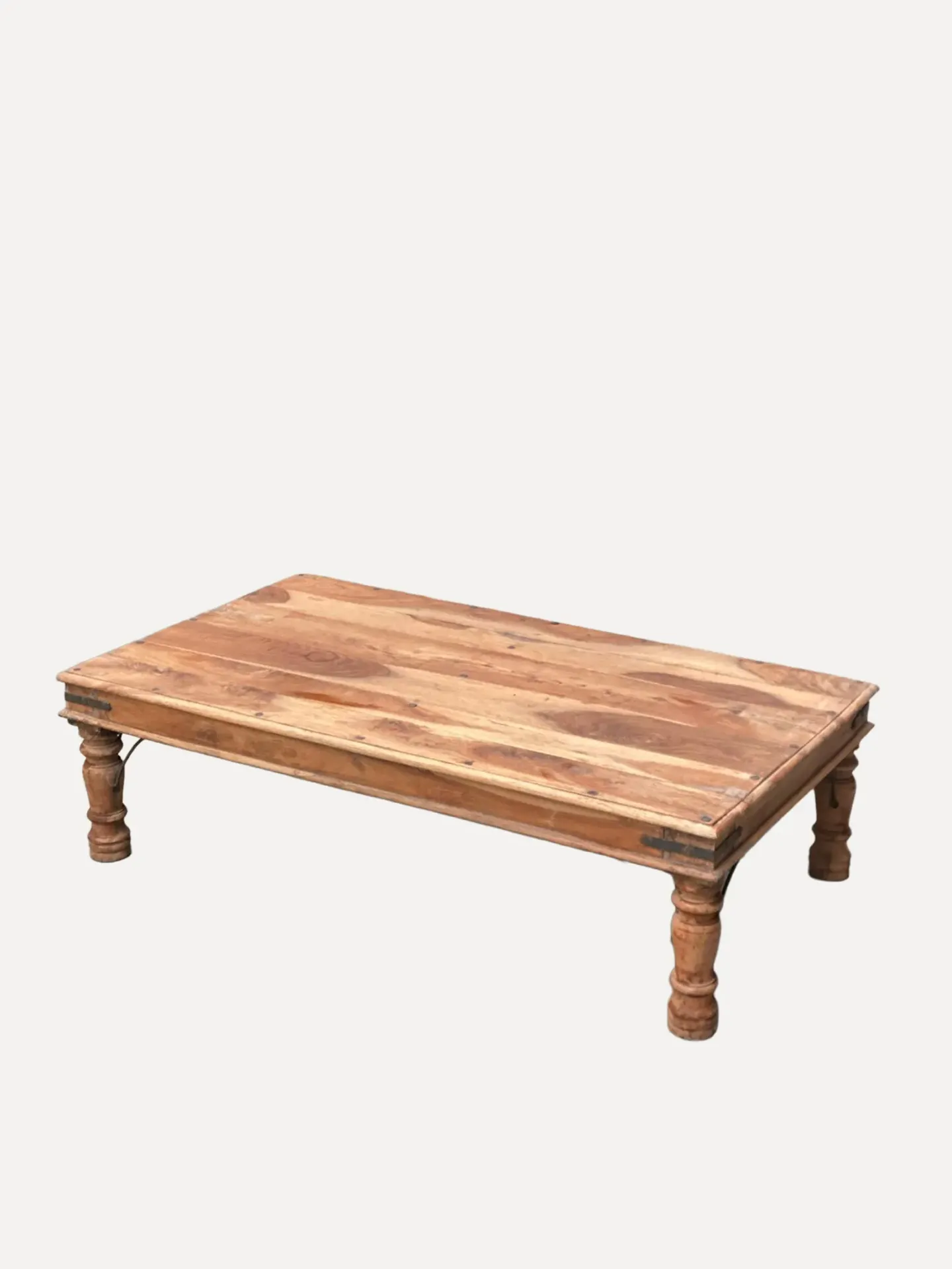 Solid Sheesham Wood Rustic Thakat Coffee Table With Turned Legs