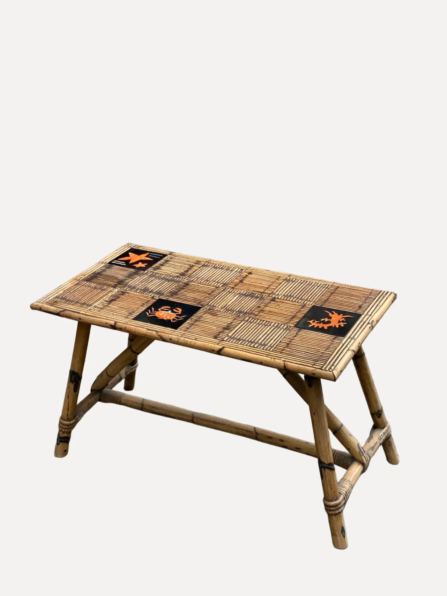 Mid-Century Rattan Sea-Life Coffee Table
