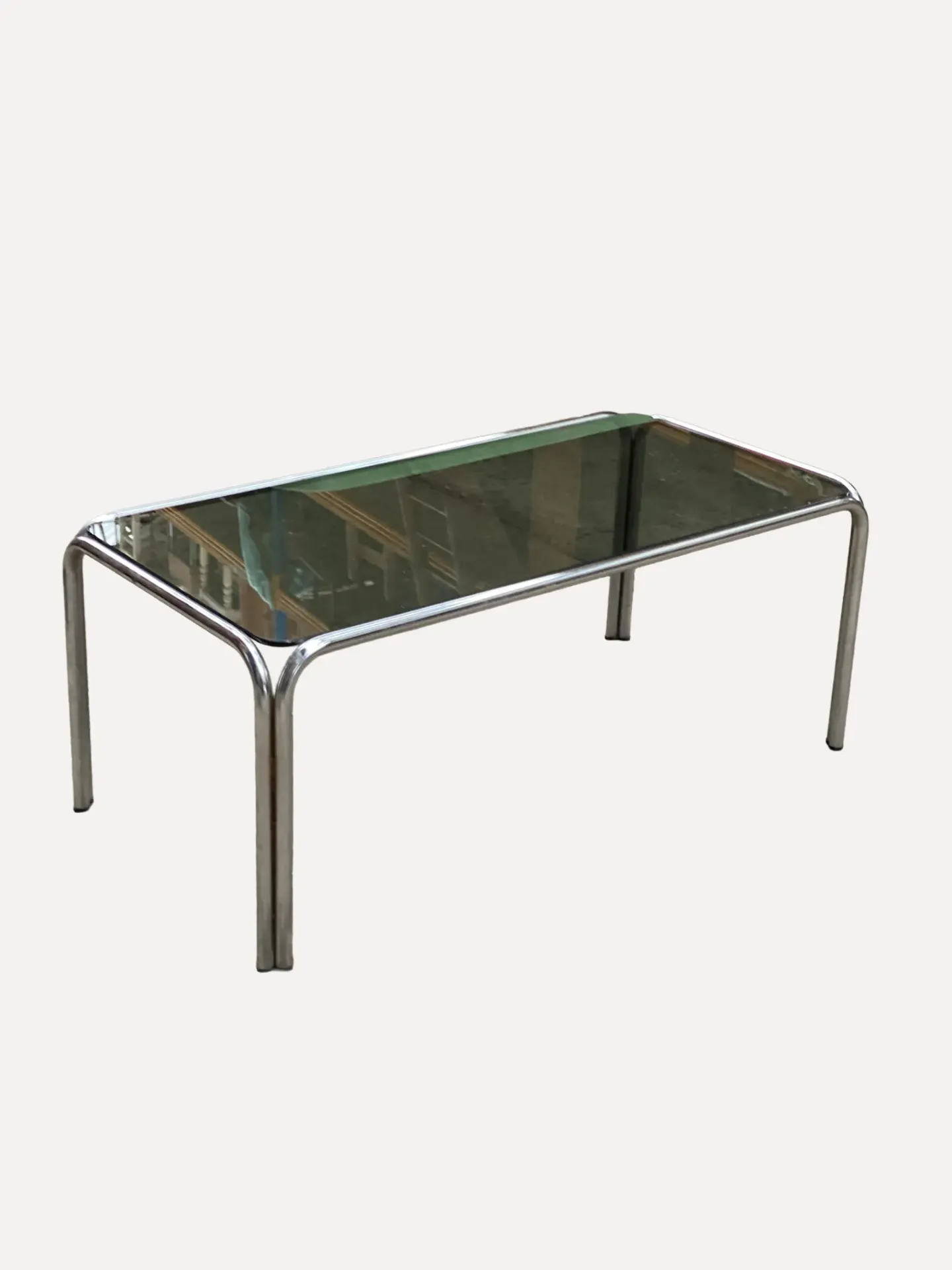 1970s Chrome and Smoked Glass Coffee Table