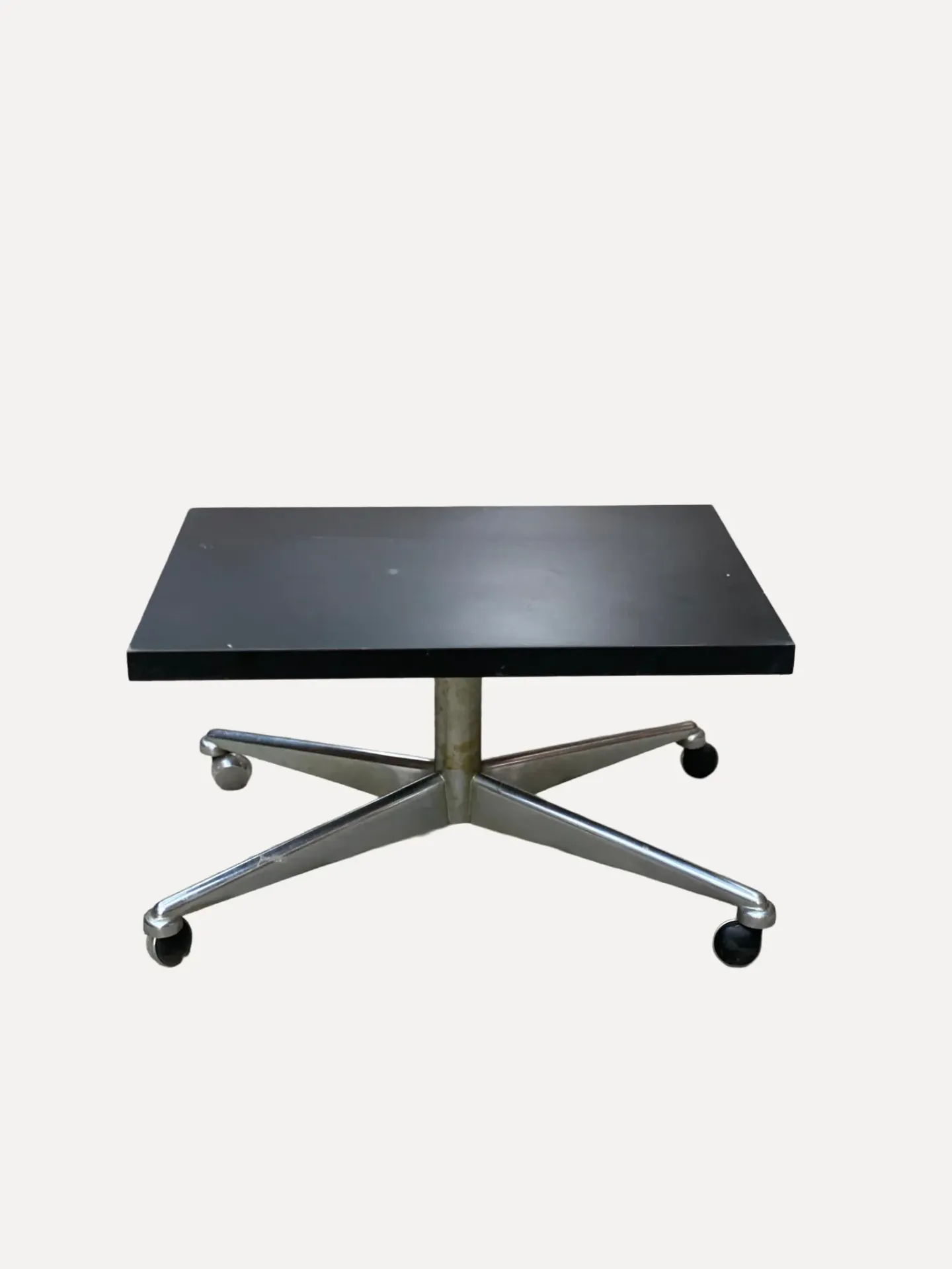 Black Low-Profile Rolling Side Table