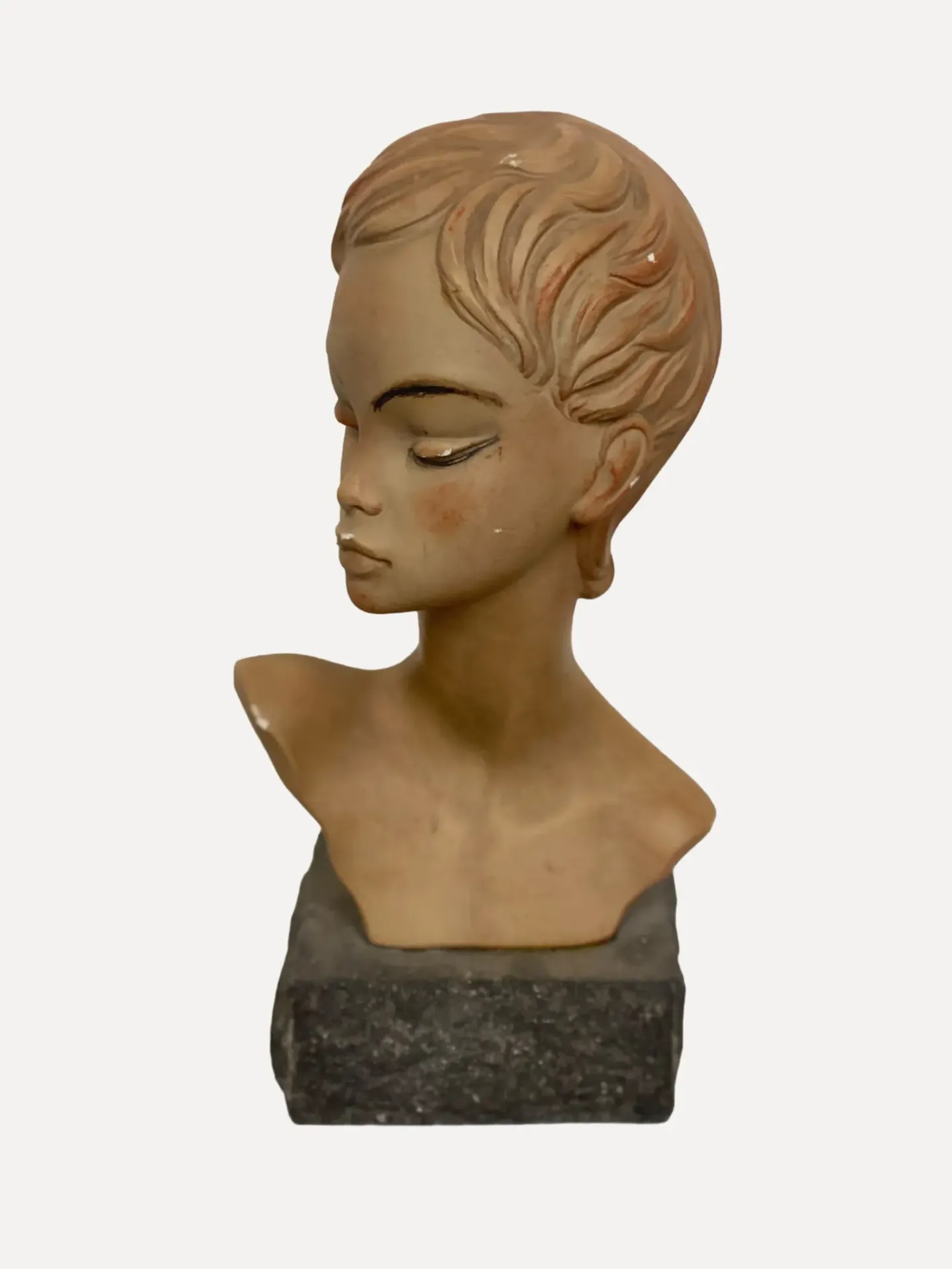 Vintage Mid-Century Chalkware Shop Mannequin Head