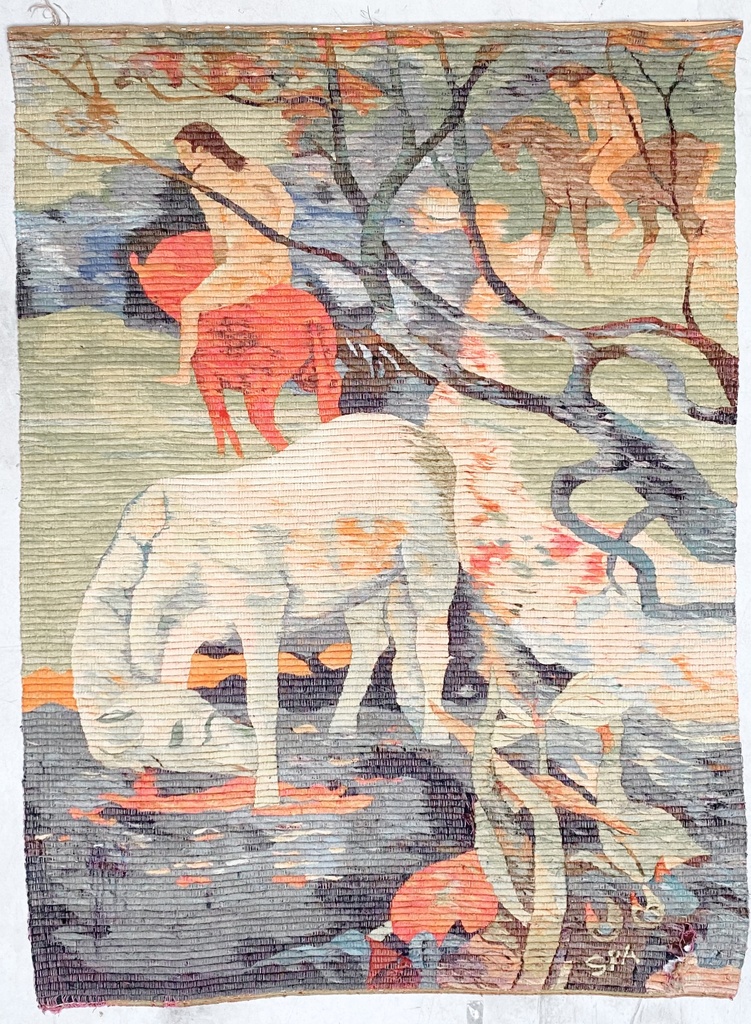 Mythic Woodland Tapestry with Horse and Rider