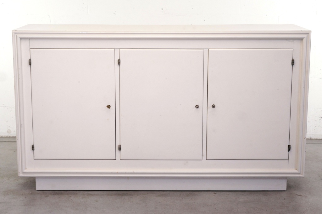 White Three-Door Minimalist Credenza