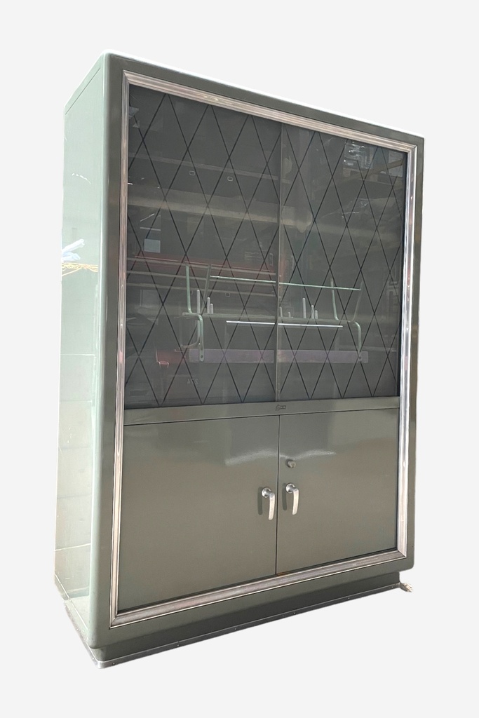 Mid-Century Modern Diamond Glass Display Cabinet