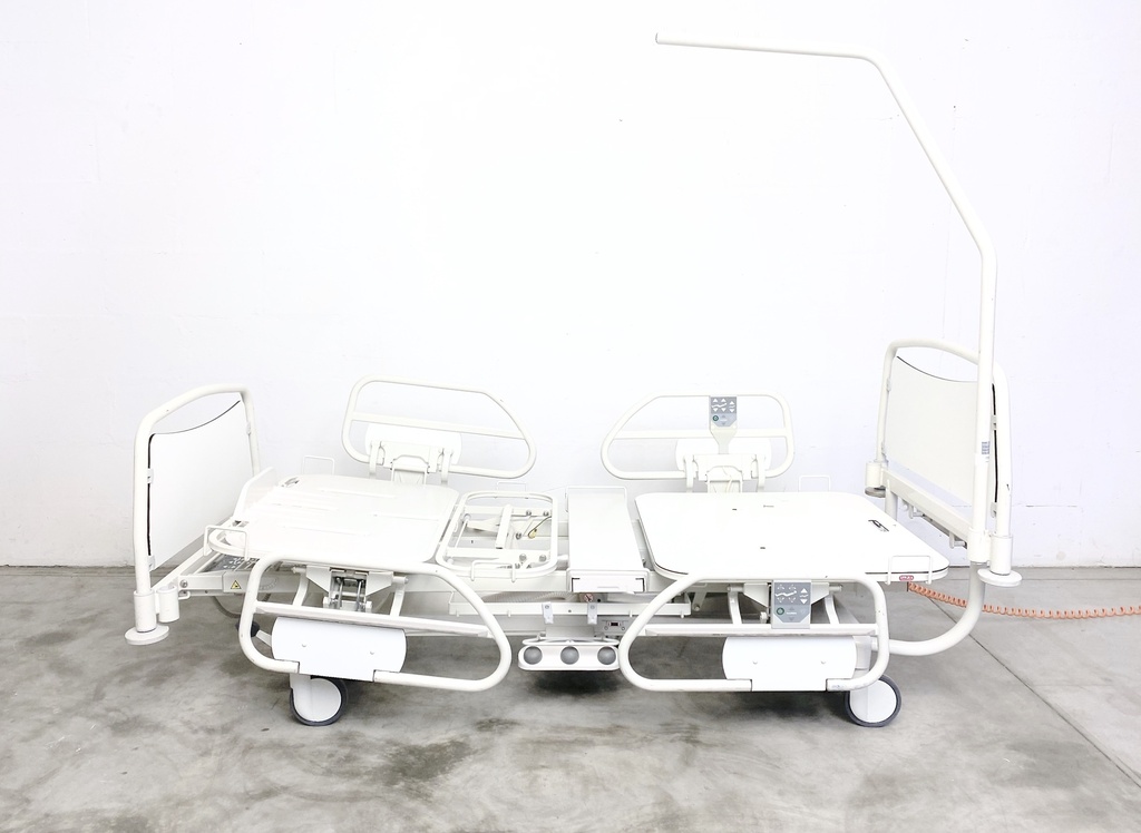 Adjustable Hospital Bed with Overhead Support Rail
