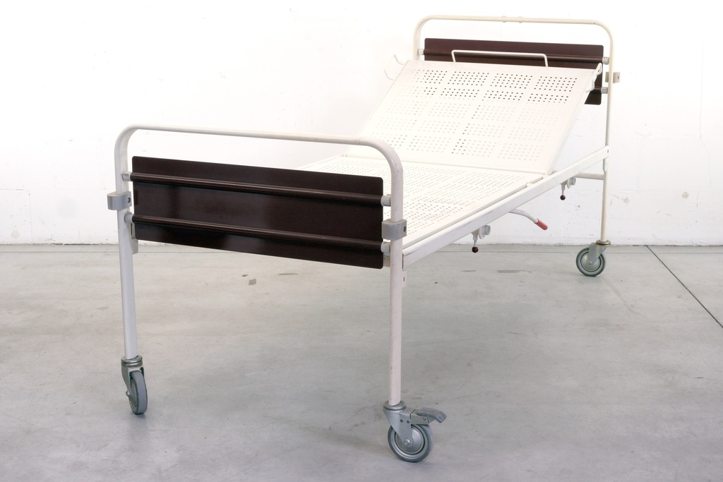 Adjustable Hospital Bed with Metal Frame and Casters