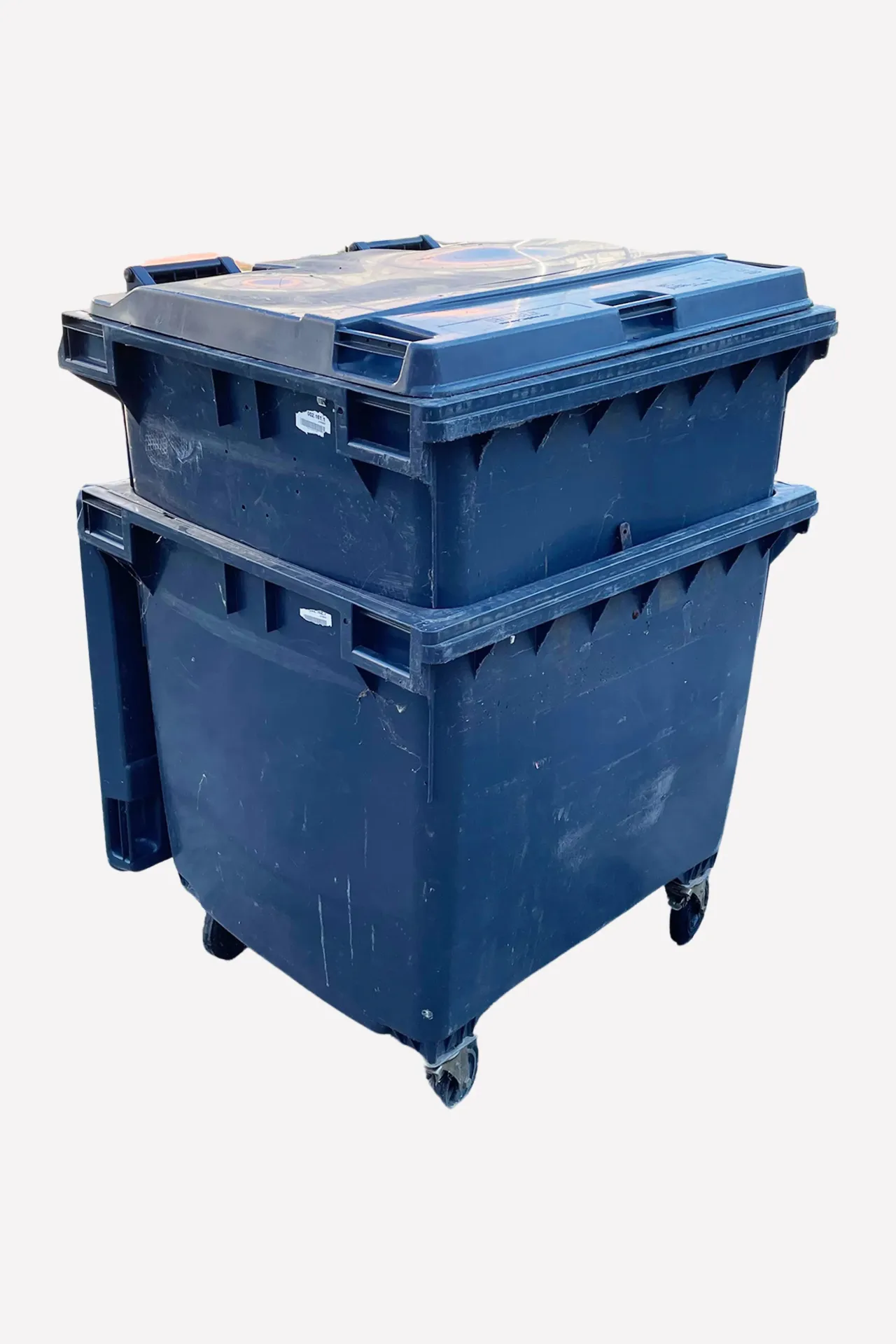 Large Industrial Blue Garbage Dumpster on Wheels