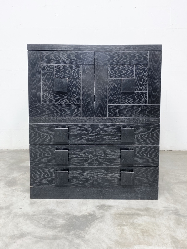 Charcoal Geometric Woodgrain Cabinet