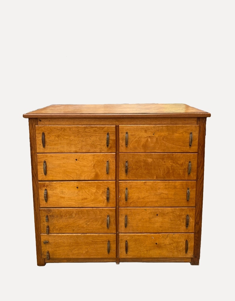 Vintage Wooden 12-Drawer Cabinet