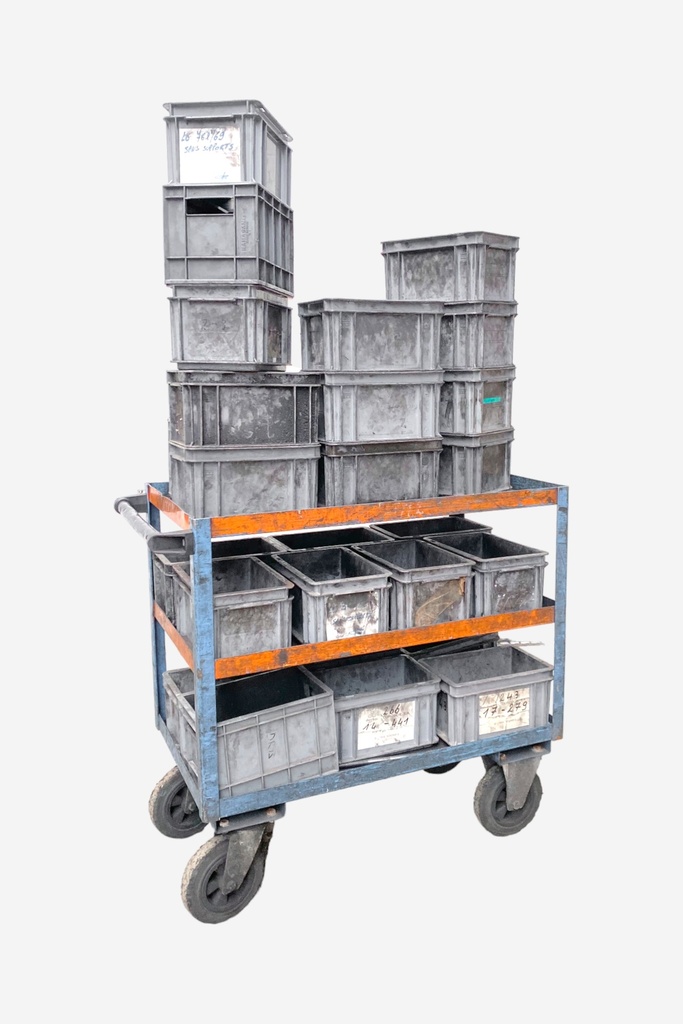 Industrial Storage Cart with Metal Crates