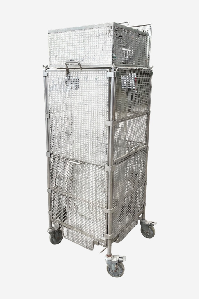 Industrial Mesh Storage Cart on Wheels