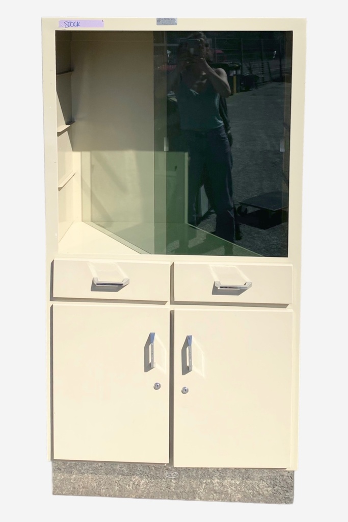 Mid-Century Medical Display Cabinet with Frosted Glass