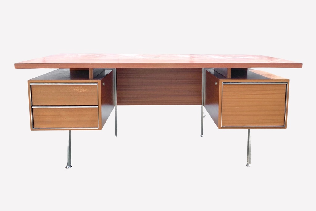 Mid-Century Modern Executive Desk with Chrome Legs