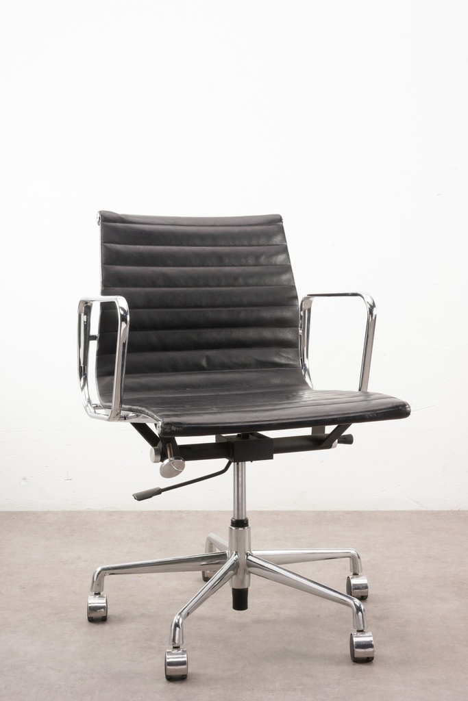 Modern Black Leather Office Chair with Chrome Frame