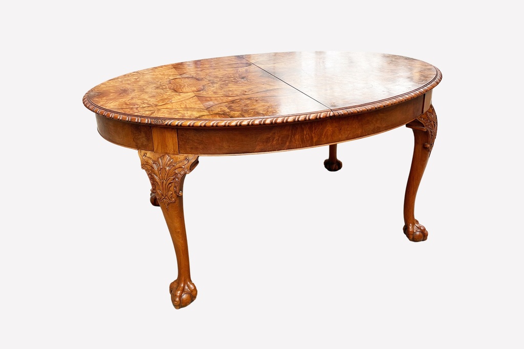 Carved Mahogany Oval Dining Table with Claw Feet