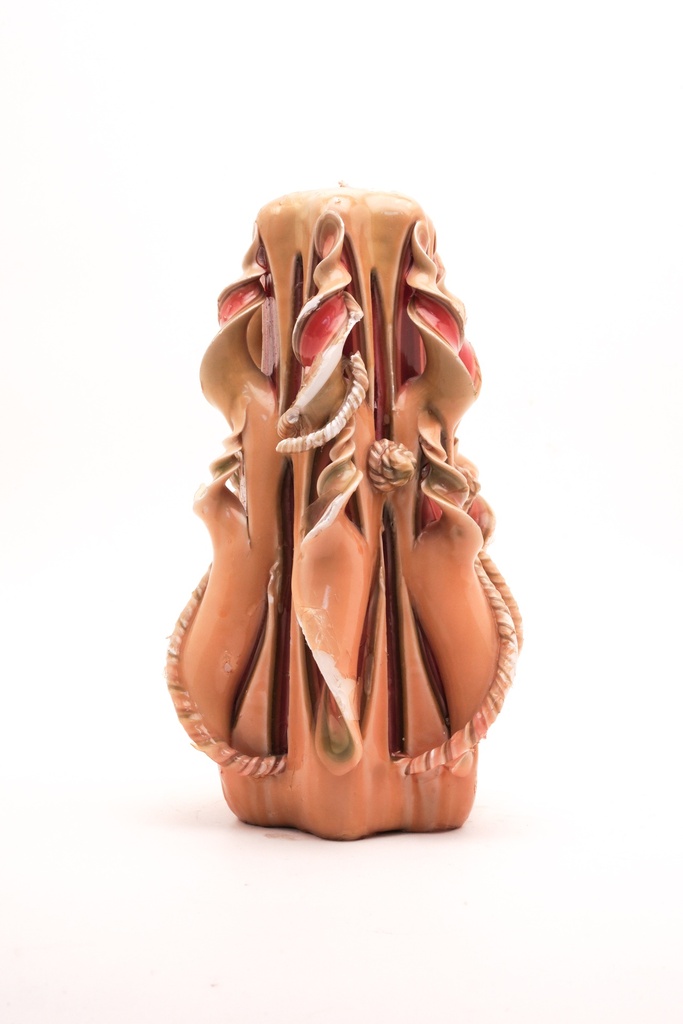 Hand-Carved Layered Candle Decor in Warm Tones