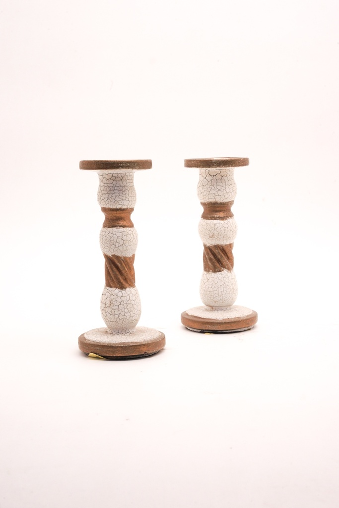 Rustic Distressed Wooden Candle Holders
