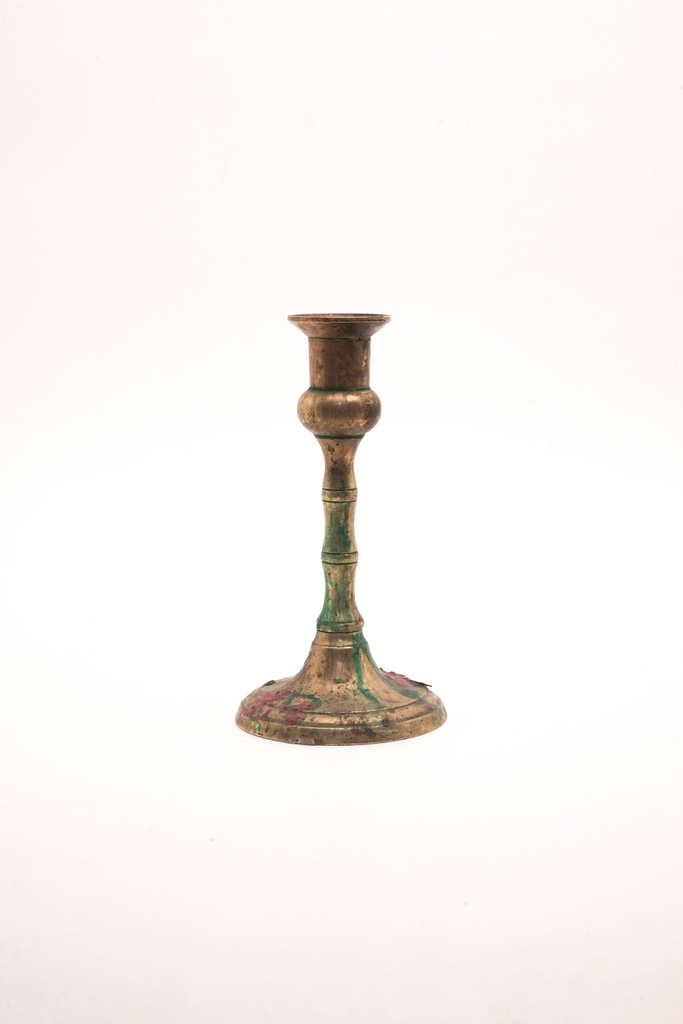 Antique Brass Candlestick with Patina