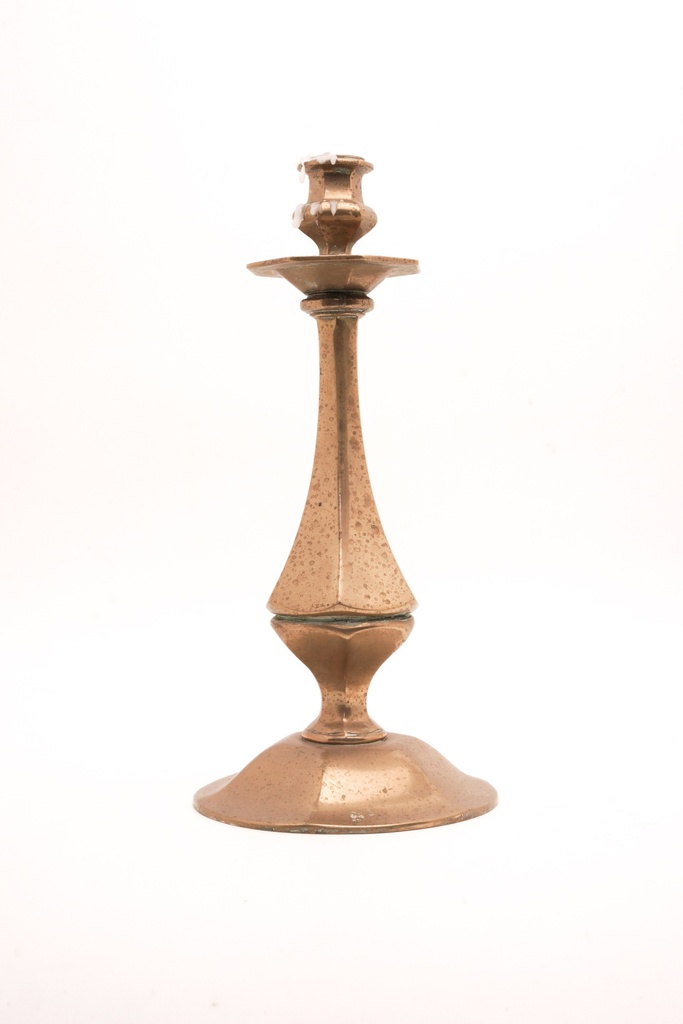 Antique Brass Candlestick with Wax Drips