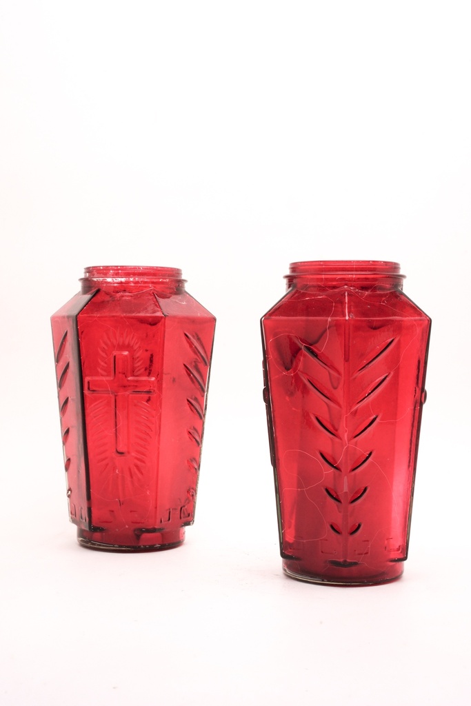 Red Glass Memorial Candle Holders