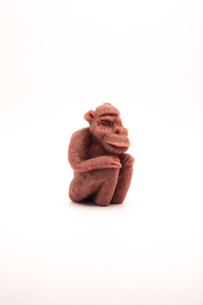 Seated Primate Figurine in Brown Felt