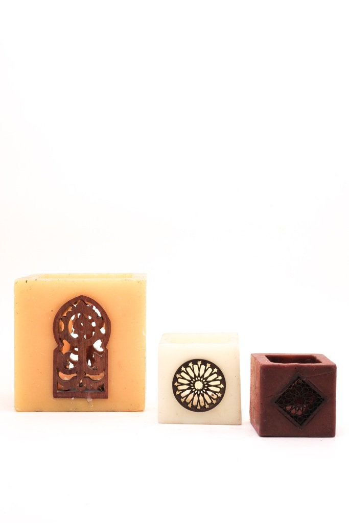 Ornate Block Candle Holders Trio